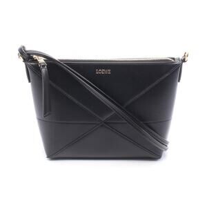 LOEWE Puzzlefold Pouch Shoulder Bag Clutch Leather Black